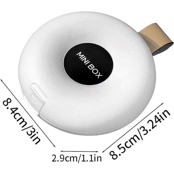Cutie Depozitare Medicamente, Flippy, 6 Compartimente, Inchidere Etans, Portabila, Rotund, Alb/Negru, PP, 8.4x2.9x8.5 cm [4]