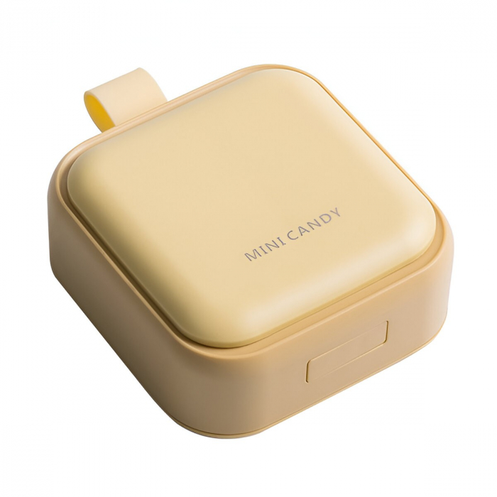 Cutie Depozitare Medicamente Mini, Flippy, 4 Compartimente, Inchidere Etans, Portabila, Patrat, Galben, PP, 7.5x7.5x3 cm [1]