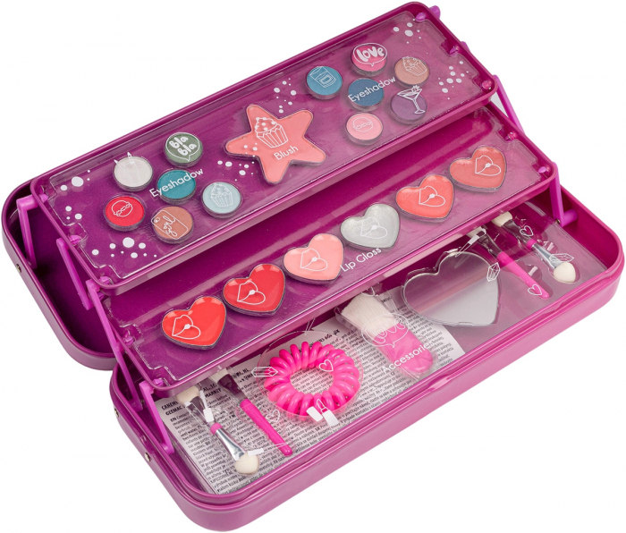 Cutie din metal cu 3 compartimente cu machiaj si accesorii pentru fetite Create It! [2]