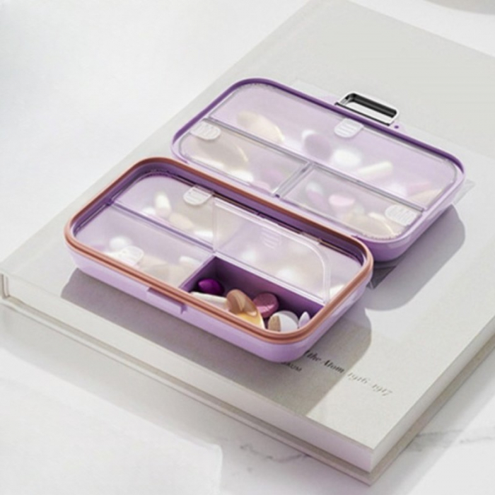 Cutie Medicamente, Flippy, Mov, 7 Compartimente, Portabila si Compacta, 11x7.2x3.5 cm, Ideala pentru Uzul Cotidian [3]