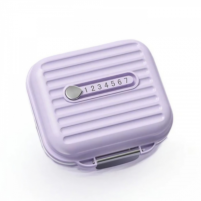Cutie Medicamente, Flippy, Mov, 7 Compartimente, Portabila si Compacta, 7.8x7.2x3.5 cm, Ideala pentru Uzul Cotidian [1]
