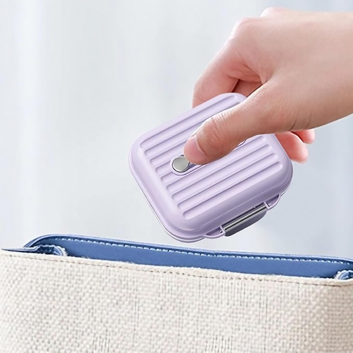 *LICHIDARE STOC* Cutie Medicamente, Flippy, Mov, 7 Compartimente, Portabila si Compacta, 7.8x7.2x3.5 cm, Ideala pentru Uzul Cotidian [3]