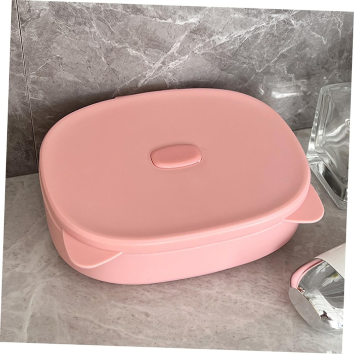 Cutie Organizatoare cu Oglinda, Flippy, 4 Compartimente, pentru Cosmetice si Accesorii, din ABS, 17x13x6 cm, Roz [7]