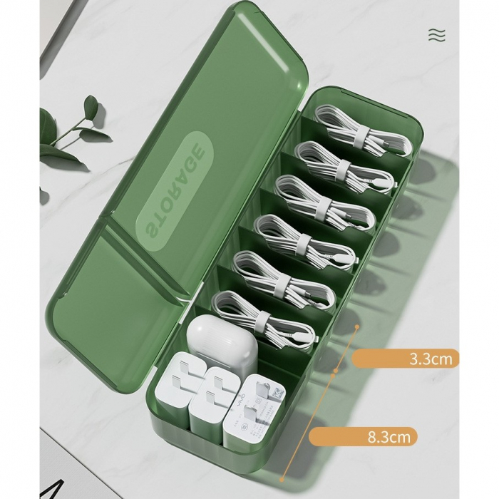 Cutie Organizatoare pentru Cabluri, Flippy, din Plastic, 28 x 9 x 6 cm, Verde [3]