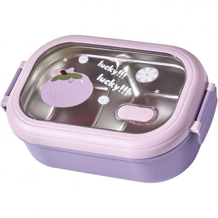 Cutie pentru Pranz sau Gustari, Flippy, cu Doua Compartimente, pentru Copii si Adulti, Etansare, PP, Perfect pentru Scoala si Birou, 1000 mL, 22.5x14.5x8 cm, Mov [5]