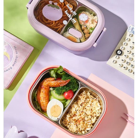 Lichidare Cutie pentru Pranz sau Gustari, Flippy, cu Doua Compartimente, pentru Copii si Adulti, Etansare, PP, Perfect pentru Scoala si Birou, 1000 mL, 22.5x14.5x8 cm, Roz [6]