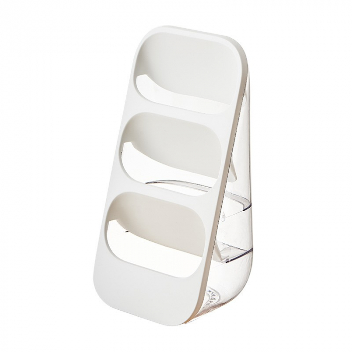 Suport - Organizator pentru Tacamuri, Flippy, 3 Compartimente, Suport pentru Cosmetica, Ustensile, Material PP Durabil, 33 x 16 x 15 cm Alb [1]