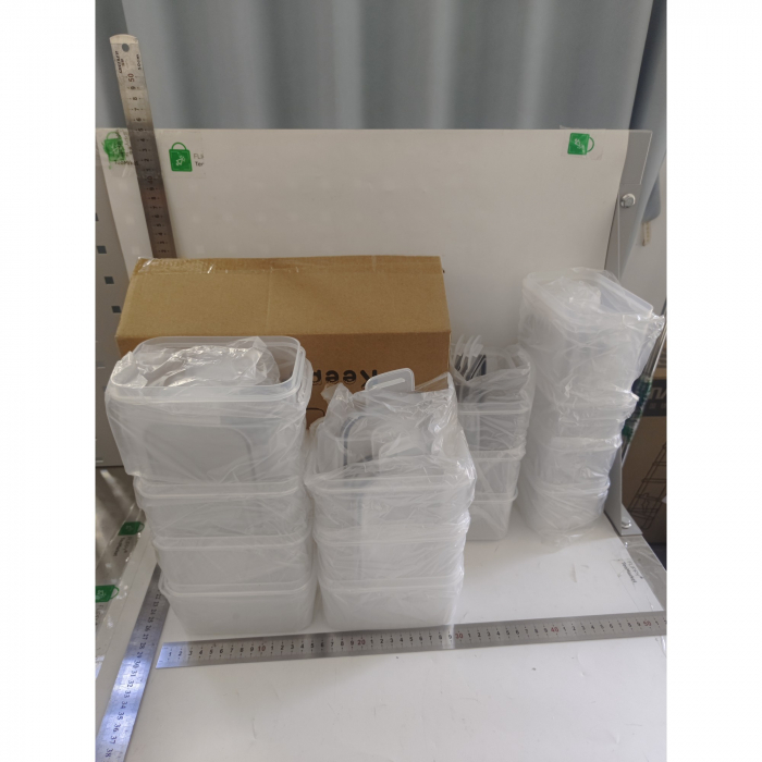 Cutii de depozitare alimente, Flippy, Set din 14 Cutii pentru Condimente, Cereale, Cutii pentru Bucatarie, din Plastic PP, Cutii Alimentare, Diferite Dimensiuni, Transparente [5]