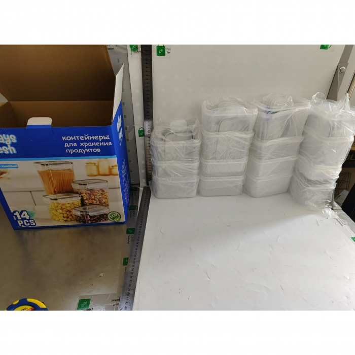 Cutii de depozitare alimente, Flippy, Set din 15 Cutii pentru Condimente, Cereale, Cutii pentru Bucatarie, din Plastic PP, Cutii Alimentare, Diferite Dimensiuni, Transparente [7]