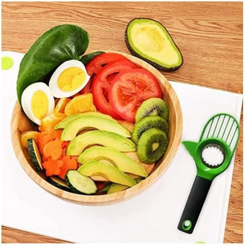Cutit 3in1 pentru Avocado, Flippy, Cutit, Scoatere Miez si Feliator Pulpa, din PP si Otel Inoxidabil, Negru/Verde [3]