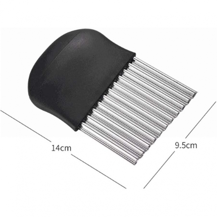 Cutit pentru Cartofi Ondulati, Flippy, pentru Legume, Forma Ondulata, Usor de Utilizat, Taiere, Negru [3]
