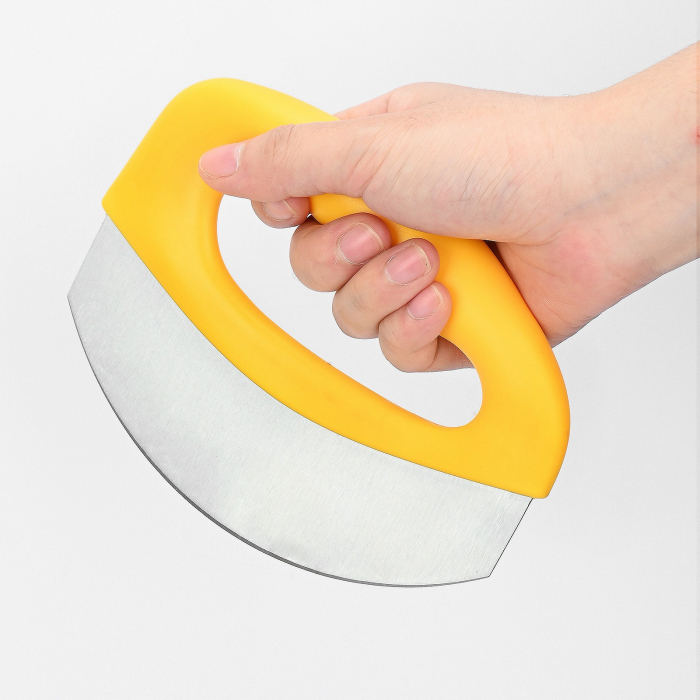 Cutit pentru taiat pizza Flippy, cu protectie din silicon pentru lama, inox, 15.5 cm, galben [5]