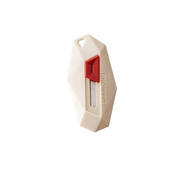 Cutter pentru Cutii, Flippy, Varf Rotunjit si Zimtat, Tip Breloc, 6.5x3.5 cm, Crem [1]
