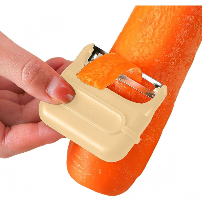Decojitor/Curatator manual de legume si fructe, Flippy, portabil, cu magnet, doua lame, Inox, Galben, 6.7x6x1.6 cm [5]