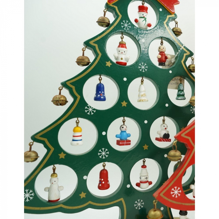 Decoratiune Craciun, Brad, Verde, 15 cavitati cu ornamente, 25.5 cm x 33 cm, Lemn, Flippy [8]