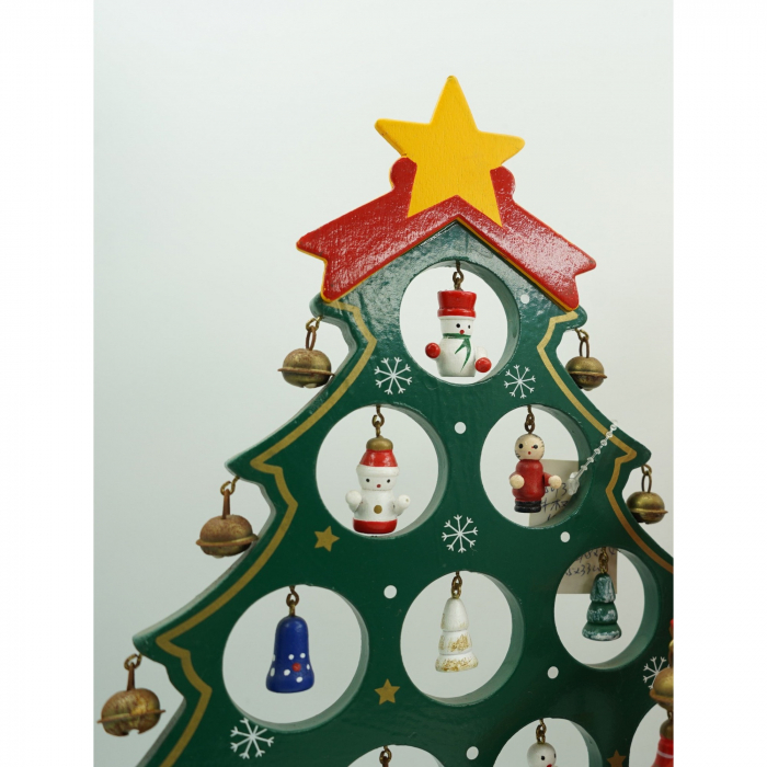 Decoratiune Craciun, Brad, Verde, 15 cavitati cu ornamente, 25.5 cm x 33 cm, Lemn, Flippy [2]