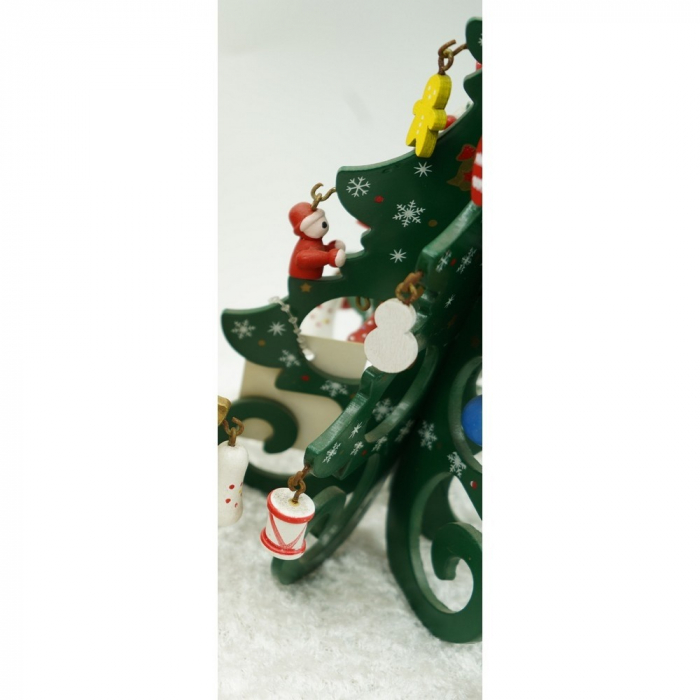 Decoratiune Craciun, Brad, Verde, 6 cavitati cu ornamente, 12 cm x 20 cm, Lemn, Flippy [8]