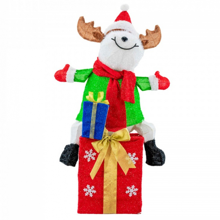 Ren pe cadru de sarma cu material textil si leduri, dimensiune 50x30x90cm, 50 led-uri lumina calda, cu jocuri de lumini, alimentare priza, MI-706 [2]