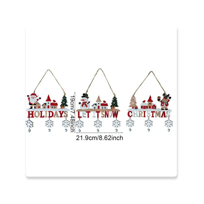 Decoratiune de Craciun din Lemn, Flippy, cu Snur pentru Agatare in Brad, Model Ren, Scris Let It Snow, 21.9x19 cm, Multicolor [2]