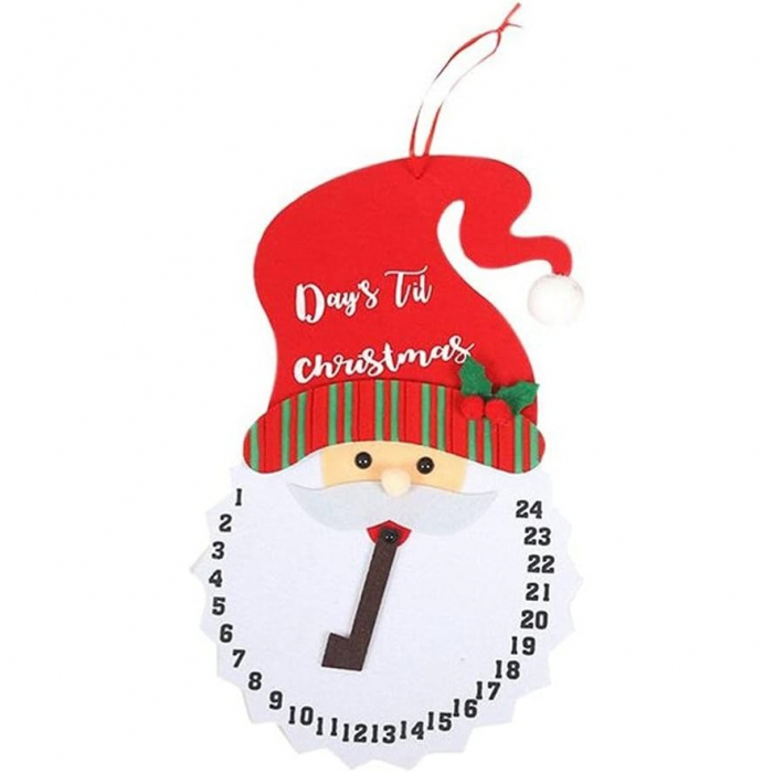 Decoratiune de Craciun Flippy, Advent calendar, numara zilele pana la Craciun, model Mos Craciun, material poliester, 37 x 22 cm, rosu [1]