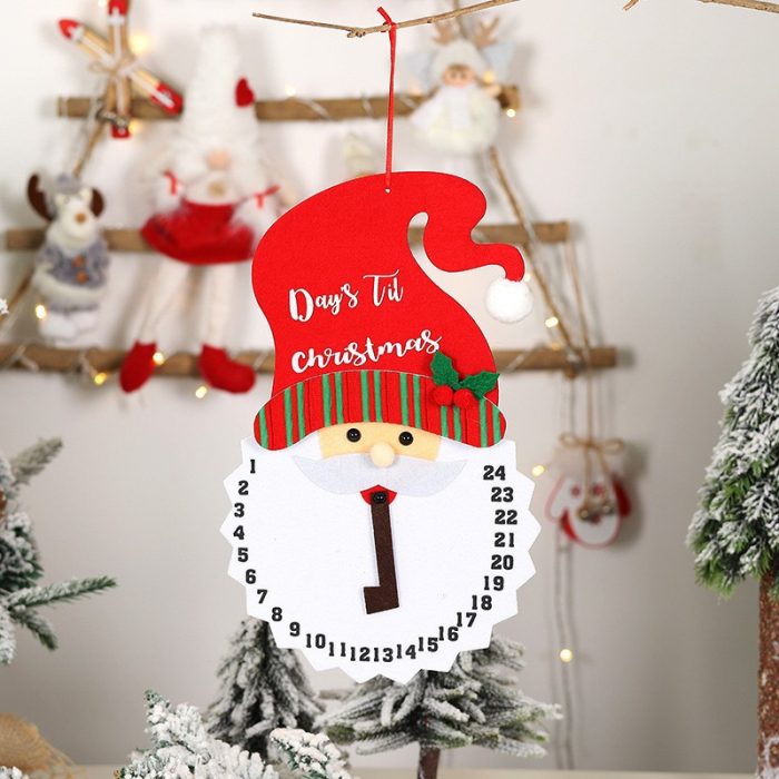 Decoratiune de Craciun Flippy, Advent calendar, numara zilele pana la Craciun, model Mos Craciun, material poliester, 37 x 22 cm, rosu [7]