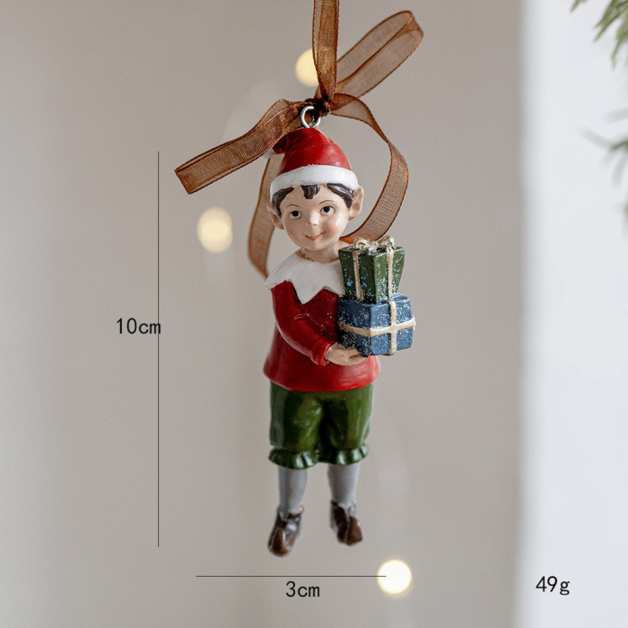 Decoratiune de Craciun, Flippy, pentru Brad, Model Elf cu Cadouri, 10 x 3 cm, din Rasina, Multicolor [2]