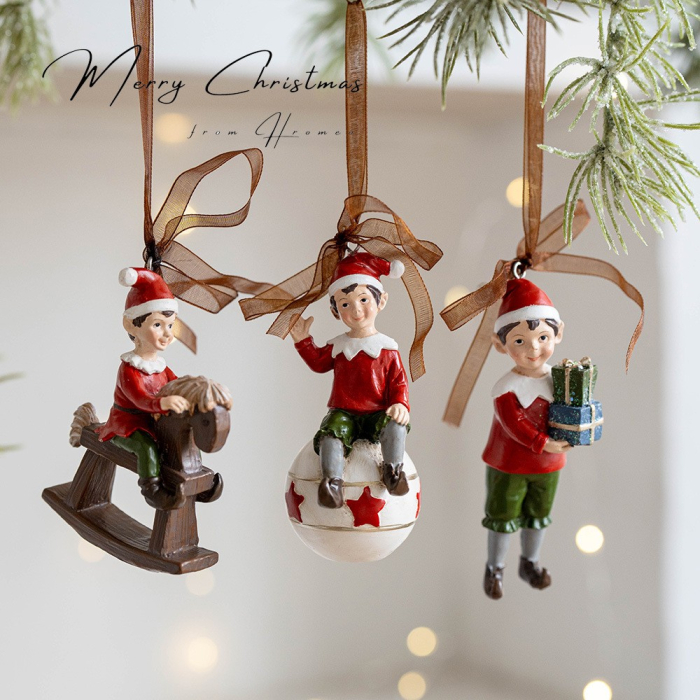 Decoratiune de Craciun, Flippy, pentru Brad, Model Elf pe Glob, 10 x 4 cm, din Rasina, Multicolor [6]