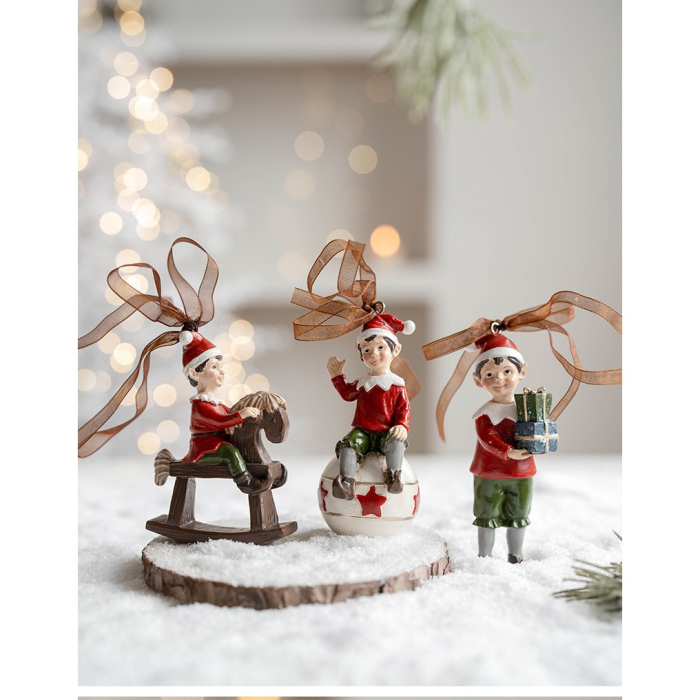 Decoratiune de Craciun, Flippy, pentru Brad, Model Elf pe Glob, 10 x 4 cm, din Rasina, Multicolor [3]