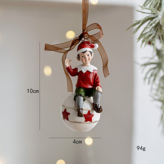 Decoratiune de Craciun, Flippy, pentru Brad, Model Elf pe Glob, 10 x 4 cm, din Rasina, Multicolor [7]