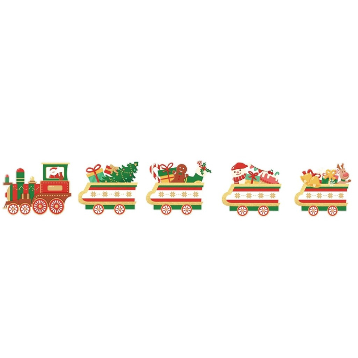 Decoratiune de Craciun, Flippy, pentru Gradina, Tip Trenulet, 5 Figurine + Bete de Infipt in Pamant, din Plastic, Impermeabil, Model Tren cu Cadouri, Multicolor [1]