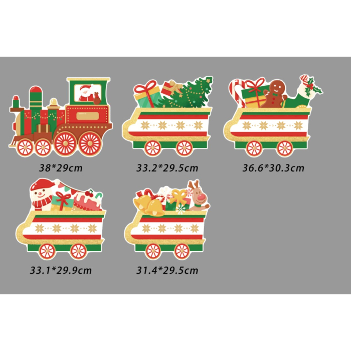 Decoratiune de Craciun, Flippy, pentru Gradina, Tip Trenulet, 5 Figurine + Bete de Infipt in Pamant, din Plastic, Impermeabil, Model Tren cu Cadouri, Multicolor [2]
