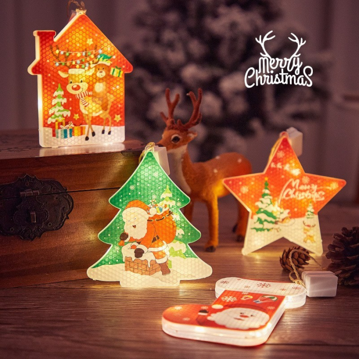 Decoratiune de Craciun Luminoasa in forma de casa, 11.5 x 9.7 cm, cu ren, cu agatatoare, Alb Cald, Flippy [4]