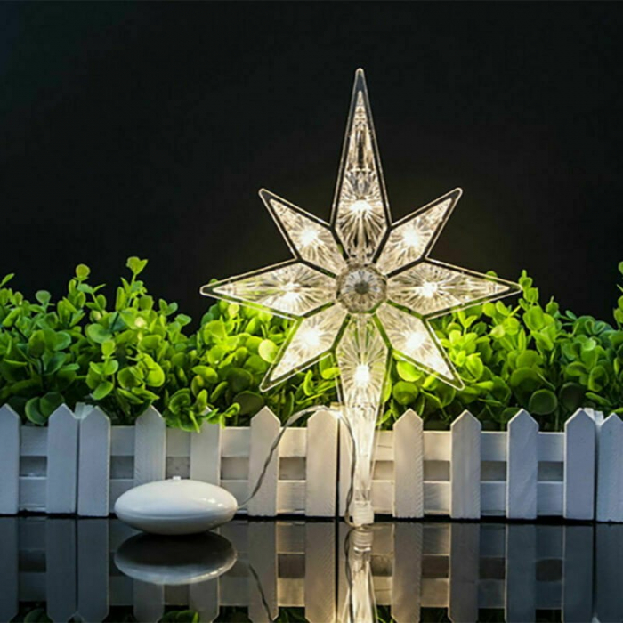 Decoratiune de Craciun Luminoasa in forma de Fulg, cu Ventuza, Alb Cald [5]