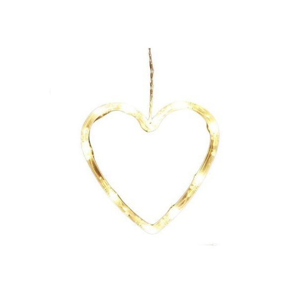 Decoratiune de Craciun Luminoasa in forma de Inima, 13x16.5 cm, cu Ventuza, Alb Cald, Flippy [1]