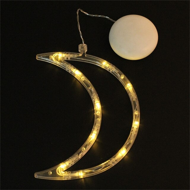 Decoratiune de Craciun Luminoasa in forma de Luna, 18.5x12 cm, cu Ventuza, Alb Cald, Flippy [2]