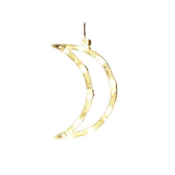 Decoratiune de Craciun Luminoasa in forma de Luna, 18.5x12 cm, cu Ventuza, Alb Cald, Flippy [1]