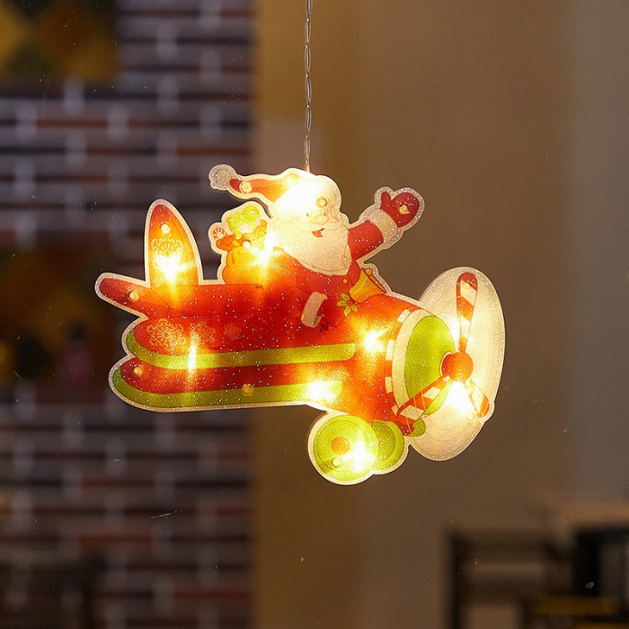 Decoratiune de Craciun pentru fereastra Flippy, Avion, cu LED-uri, 23 cm, alb cald [3]