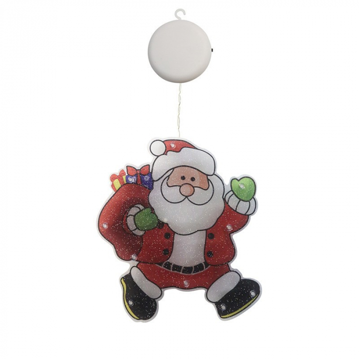 Decoratiune de Craciun pentru fereastra Mos Craciun cu sac, cu LED-uri, 22 cm, alb cald [1]