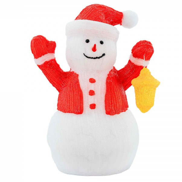 Decoratiune de exterior cu lumini, din acril, Om de Zapada, 60 cm, 96 led-uri lumina rece, 8 jocuri de lumini, HB-204 [3]