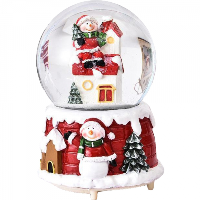 Decoratiune glob cu zapada Flippy, Mos Craciun pe casa, diametru 6.5 cm, multicolor [1]