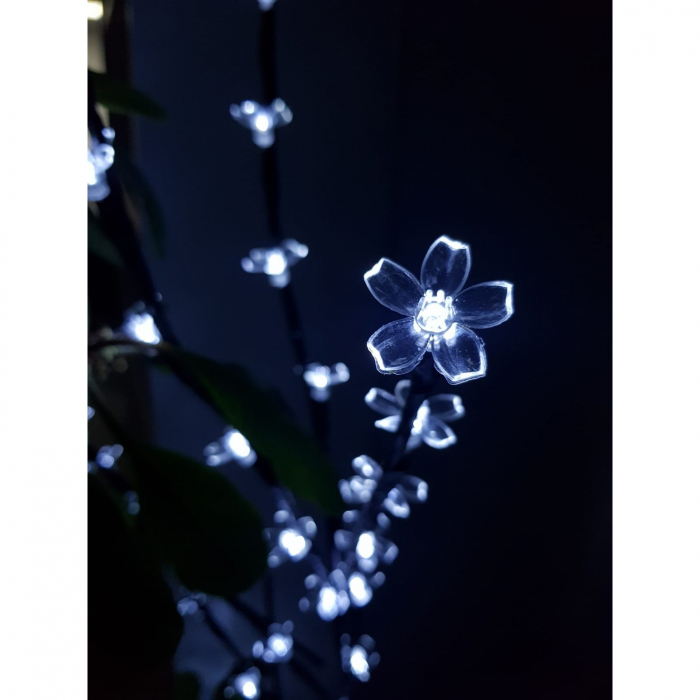 Decoratiune Luminoasa Crenguta cu Baterii 72 LED -uri Flori Alb Rece [3]