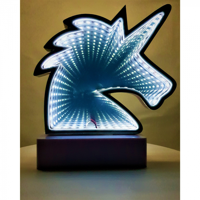 Decoratiune Luminoasa cu Baterii/USB Neon Model Unicorn Alb Rece 20 cm [2]