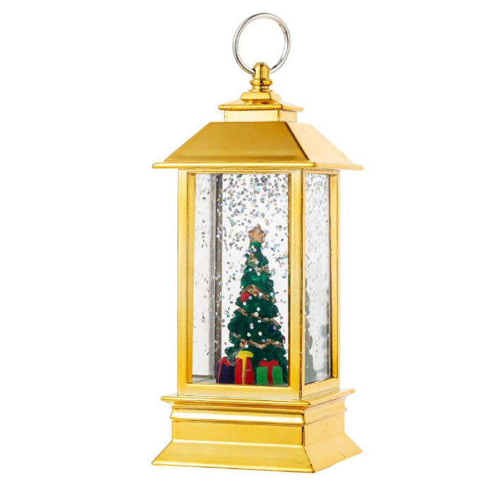 Decoratiune Luminoasa, Flippy, Felinar de Craciun, cu Lumina LED, Ornament Model Brad de Craciun, 5.3x5.3x13 cm, Galben [1]