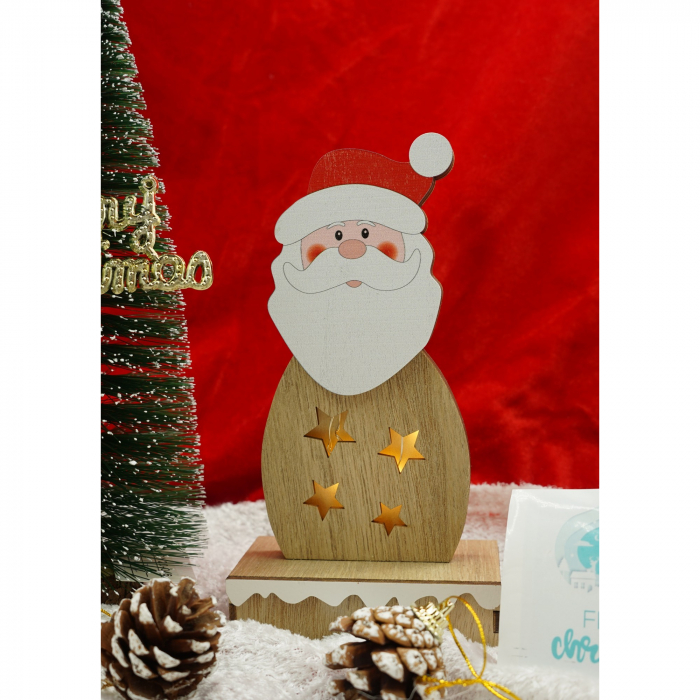 Decoratiune luminoasa, Flippy, Mos Craciun, maro, lungime: 10 cm, latime: 5 cm, inaltime: 19 cm, lemn, interior/exterior [5]