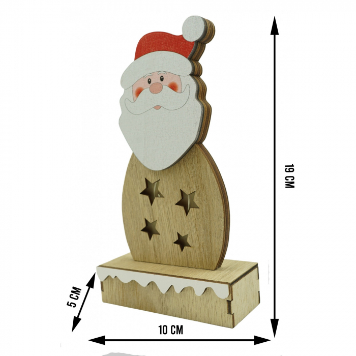 Decoratiune luminoasa, Flippy, Mos Craciun, maro, lungime: 10 cm, latime: 5 cm, inaltime: 19 cm, lemn, interior/exterior [6]