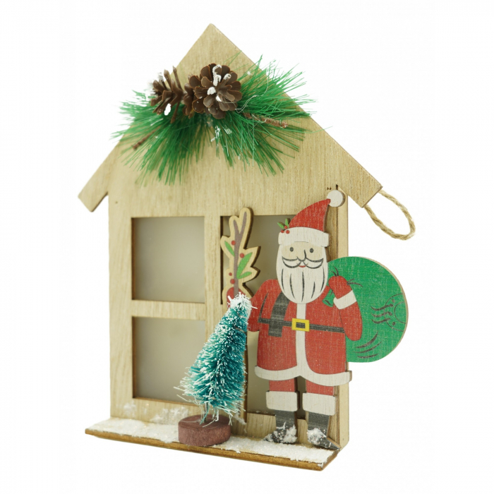 Decoratiune luminoasa, Flippy, Mos Craciun, maro, lungime: 13 cm, latime: 5 cm, inaltime: 17 cm, lemn, interior/exterior [1]