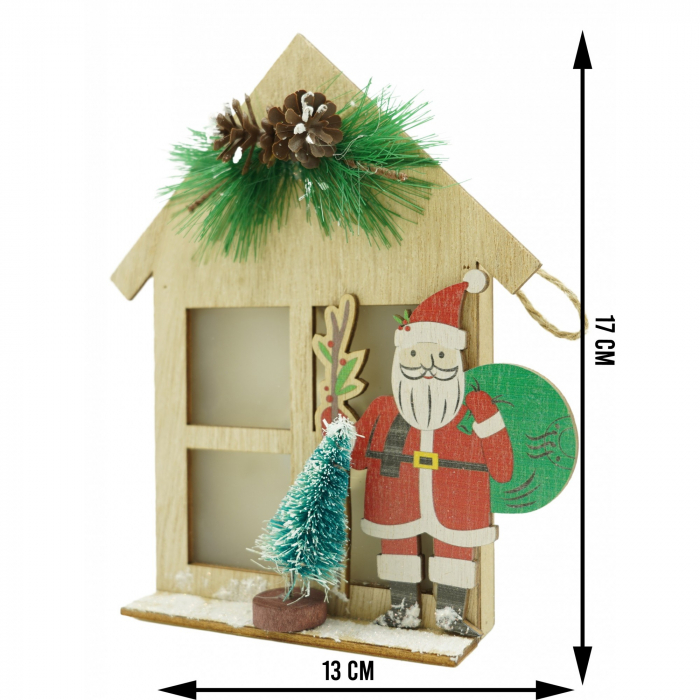 Decoratiune luminoasa, Flippy, Mos Craciun, maro, lungime: 13 cm, latime: 5 cm, inaltime: 17 cm, lemn, interior/exterior [6]