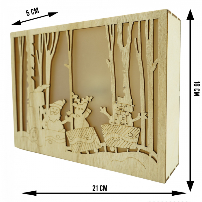 Decoratiune luminoasa, Flippy, Peisaj de iarna - Mos Craciun, maro, lungime: 21 cm, latime: 5 cm, inaltime: 16 cm, lemn, interior/exterior [6]