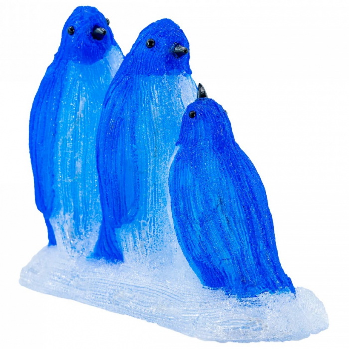 Decoratiune de exterior, Familie de Pinguini, din acril, dimensiune 38x15.5x31cm, 8 jocuri de lumini, 60 led-uri, lumina rece, cablu 3m, protectie IP44, MI-1066 [2]