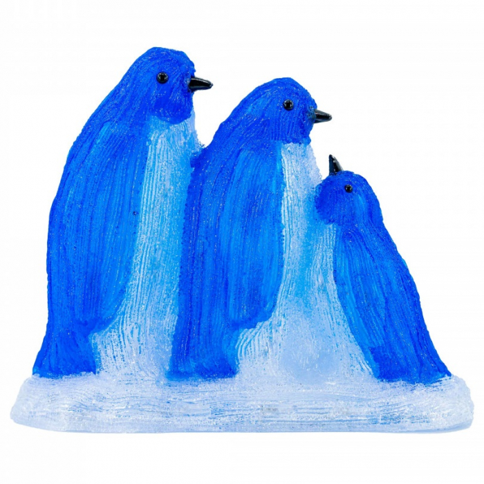 Decoratiune de exterior, Familie de Pinguini, din acril, dimensiune 38x15.5x31cm, 8 jocuri de lumini, 60 led-uri, lumina rece, cablu 3m, protectie IP44, MI-1066 [3]